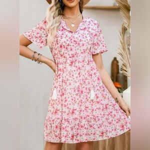 Floral Pink Babydoll Summer Dress